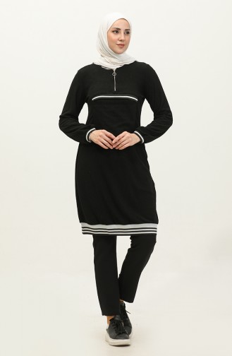 Front Pocket Detailed Tunic Black T1406 789