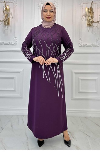 Amine Hüma Berrin Robe De Soirée Hijab Prune 3169