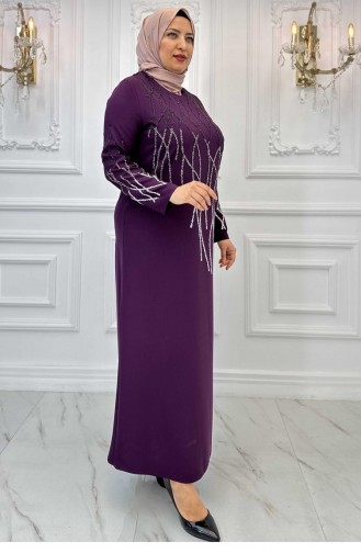 Amine Hüma Berrin Robe De Soirée Hijab Prune 3169
