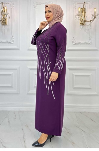 Amine Hüma Berrin Robe De Soirée Hijab Prune 3169