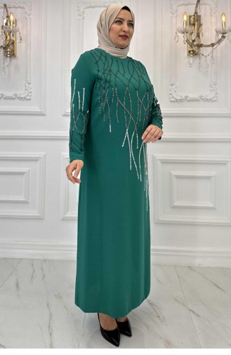 Amine Huma Berrin Hijab Evening Dress Emerald 3171