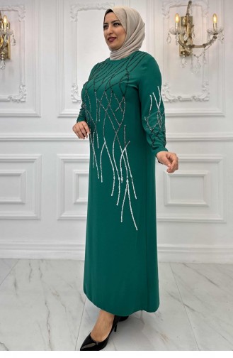 Amine Huma Berrin Hijab Evening Dress Emerald 3171