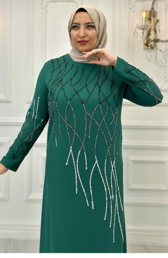 Amine Huma Berrin Hijab Evening Dress Emerald 3171