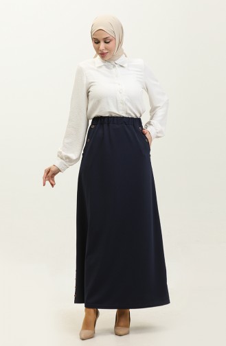 Feride Buttoned Women`s Skirt 4202-02 Navy Blue 4202-02