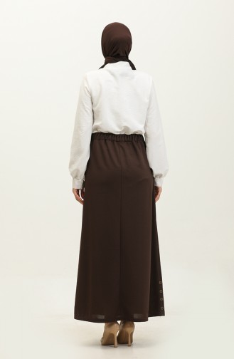 Feride Buttoned Women`s Skirt 4202-03 Brown 4202-03