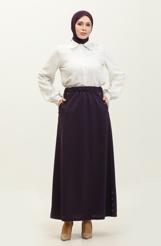 Feride Buttoned Women`s Skirt 4202-05 Plum 4202-05