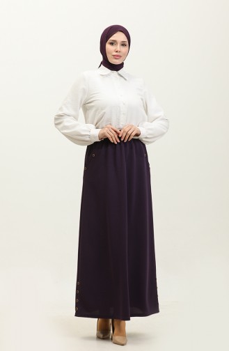 Feride Buttoned Women`s Skirt 4202-05 Plum 4202-05