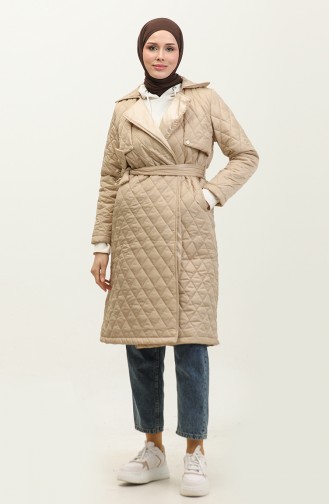 Belted Quilted Cape Beige K309 815