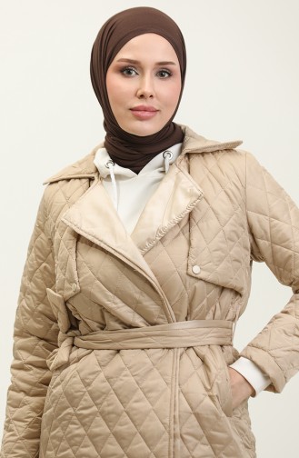 Gewatteerde Cape Met Riem Beige K309 815