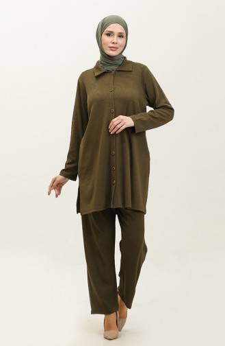 Asiatischer Tunika-Hosen-Doppelanzug 2611-04 Khaki 2611-04