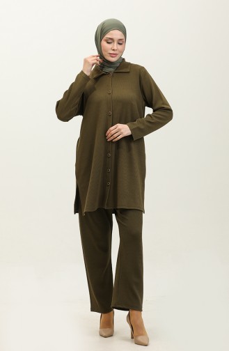 Asiatischer Tunika-Hosen-Doppelanzug 2611-04 Khaki 2611-04