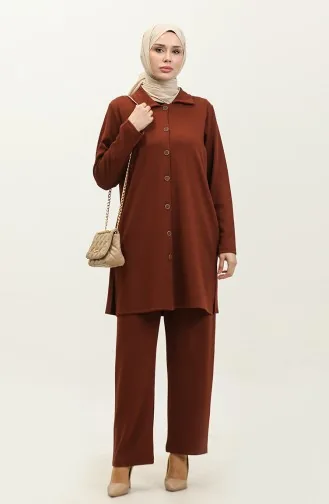 Ensemble Double Pantalon Tunique Asiatique 2611-05 Tan 2611-05