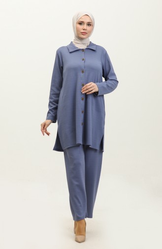 Ensemble Double Pantalon Tunique Asiatique 2611-06 Bleu 2611-06