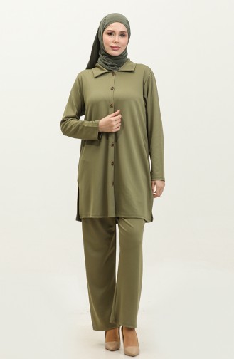 Asya Tunik Pantolon İkili Takım 2611-12 Çağla Yeşili