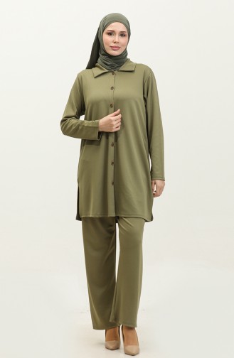 Ensemble Double Pantalon Tunique Asiatique 2611-12 Vert 2611-12