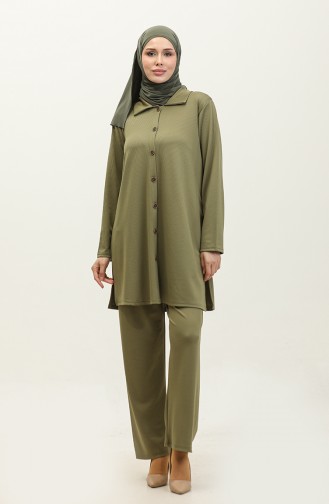 Asya Tunik Pantolon İkili Takım 2611-12 Çağla Yeşili