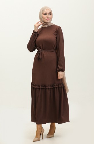 Belgüzar Skirt Shirred Dress NZR003A-10 Brown 003A-10