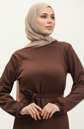 Belgüzar Skirt Shirred Dress NZR003A-10 Brown 003A-10