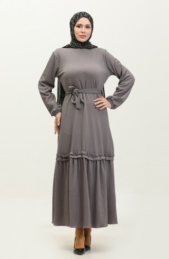 Belgüzar Skirt Shirred Dress NZR003A-11 Gray 003A-11