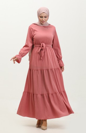 Belgüzar Skirt Shirred Dress NZR003B-08 Dried Rose 003B-08