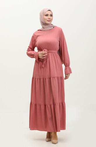 Belgüzar Skirt Shirred Dress NZR003B-08 Dried Rose 003B-08