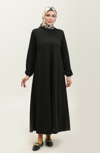 فستان مطاط الأكمام 0650-01 أسود 0650-01
