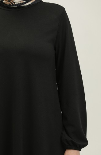 Kleid mit elastische Ärmel 0650-01 Schwarz 0650-01