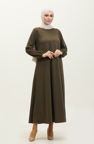 Kleid mit elastische Ärmel 0650-02 Khaki 0650-02