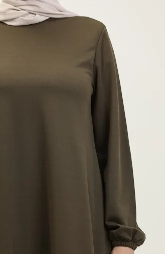 Kleid mit elastische Ärmel 0650-02 Khaki 0650-02