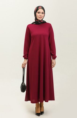 Kleid mit elastische Ärmel 0650-03 Rotviolett 0650-03