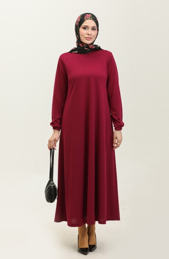 Elastic Sleeve Dress 0650-03 Plum 0650-03