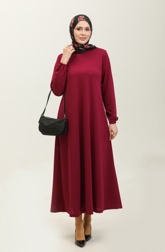 Kleid mit elastische Ärmel 0650-03 Rotviolett 0650-03