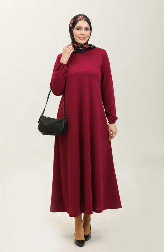 Elastic Sleeve Dress 0650-03 Plum 0650-03