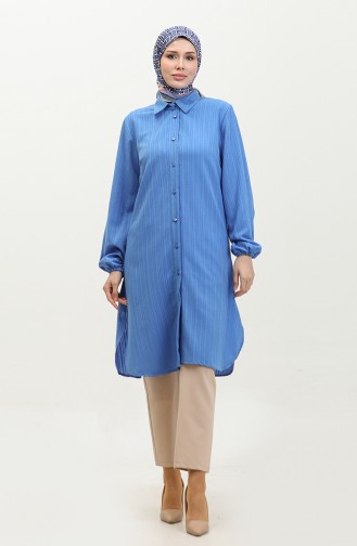 Jale Large Size Women`s Tunic 2035-04 Blue 2035-04