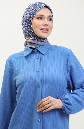 Jale Large Size Women`s Tunic 2035-04 Blue 2035-04