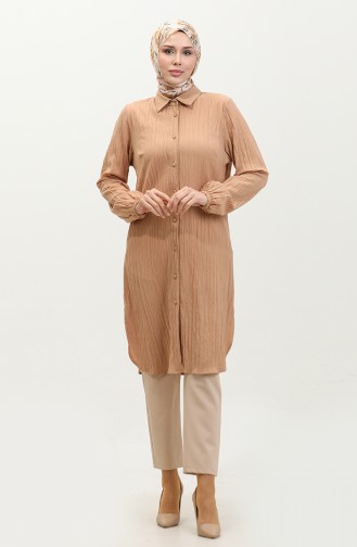 Jale Large Size Women`s Tunic 2035-06 Cream 2035-06