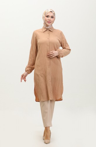 Jale Large Size Women`s Tunic 2035-06 Cream 2035-06