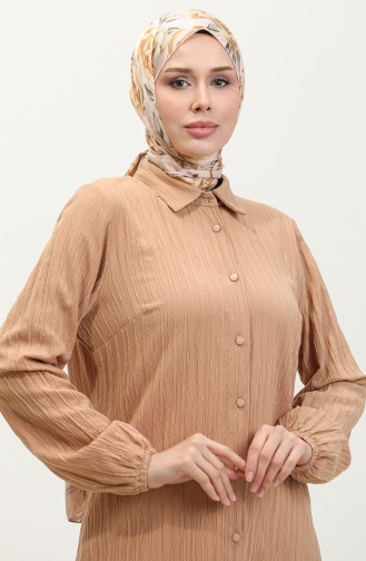 Jale Large Size Women`s Tunic 2035-06 Cream 2035-06