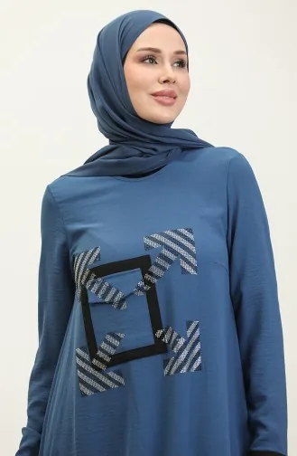 Steindetaillierte Tunika Blau T1623 807