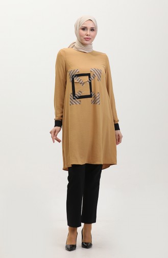 Stone Detailed Tunic Mustard T1623 809