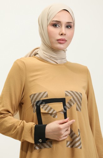 Stone Detailed Tunic Mustard T1623 809