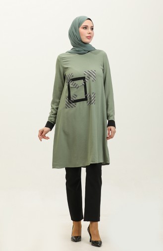 Stone Detailed Tunic Green T1623 810