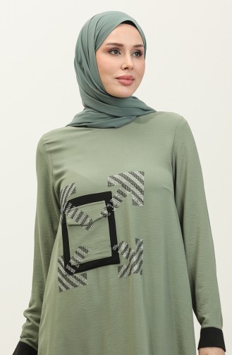 Stone Detailed Tunic Green T1623 810