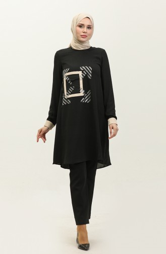 Stone Detailed Tunic Black T1623 812