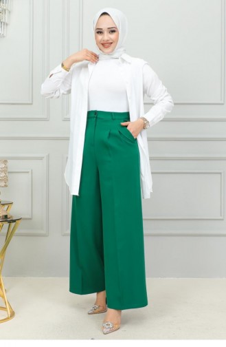 6156Nrs Pantalon Palazzo Vert Émeraude 15030