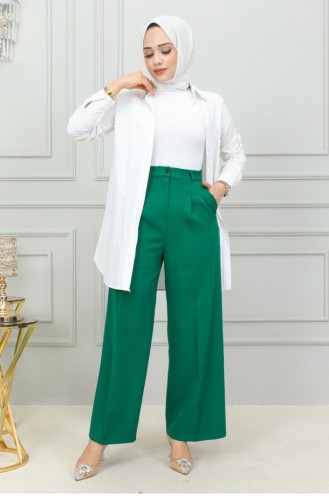 6156Nrs Pantalon Palazzo Vert Émeraude 15030