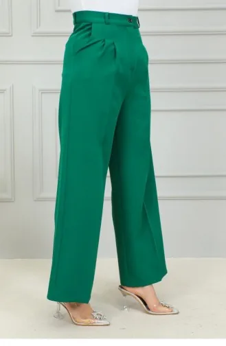 6156Nrs Pantalon Palazzo Vert Émeraude 15030