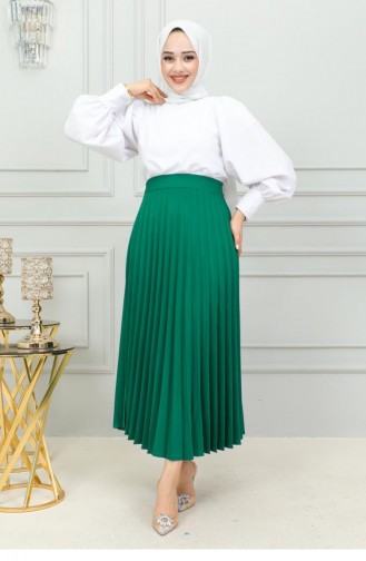 5054Nrs Pleated Skirt Emerald Green 15257