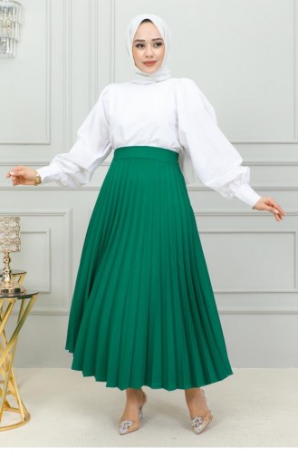 5054Nrs Pleated Skirt Emerald Green 15257