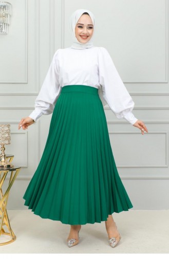 5054Nrs Pleated Skirt Emerald Green 15257